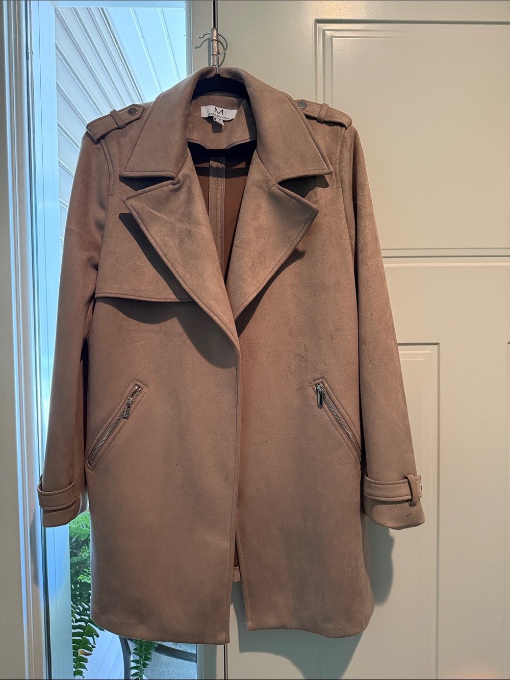Magaschoni Taupe Suede-Look Trench Coat